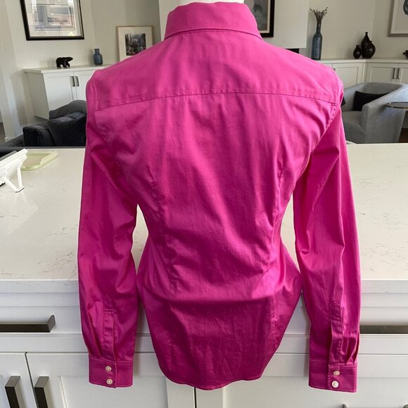 Banana Republic Factory LS Non Iron Button Down Fitted Cotton Shirt Pink Sz 4 - Picture 4 of 11